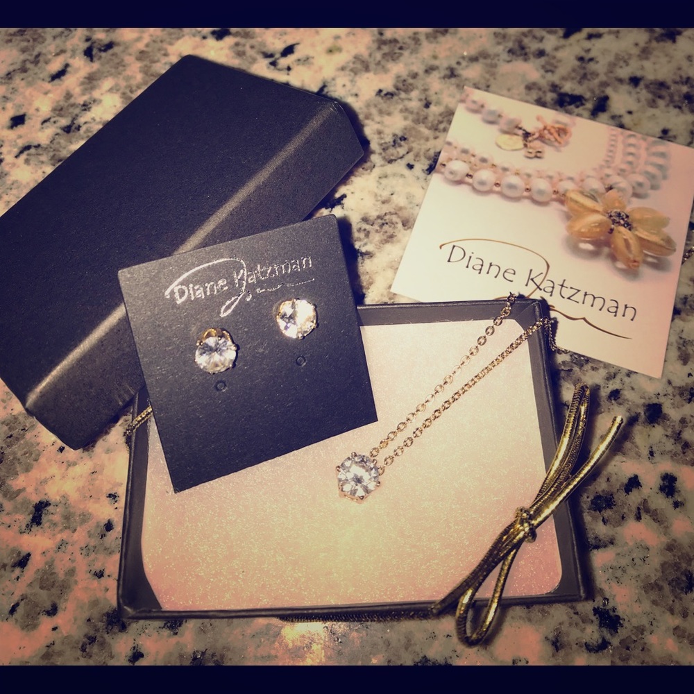 CZ Solitaire necklace & earrings by Diane Katzman